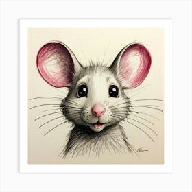 Cute Mouse Drawing 1 Art Print