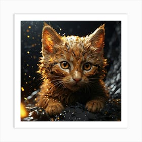 Kitty In Water Art Print