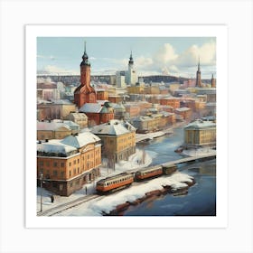 Swedish City art print Art Print