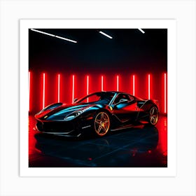 Ferrari in Neon Light Art Print