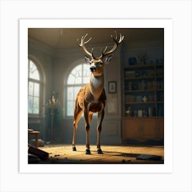 Deer In A Room 1 Art Print