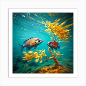 Two Fish Swimming In The Water Art Print