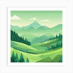 Misty mountains background in green tone 70 Art Print