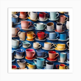 Wall Of Cups And Saucers Art Print