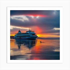 Sunset On The California Ferry Art Print