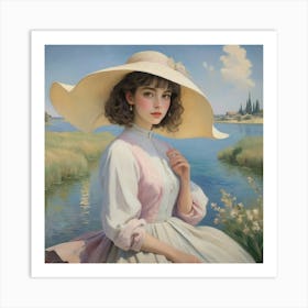 Young Woman In A Hat Art Print Art Print