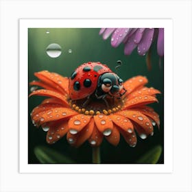 Ladybug On A Flower 1 Art Print