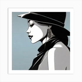 Portrait Of A Woman In A Hat Art Print