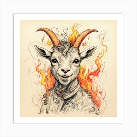 Goat In Flames 4 Art Print