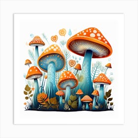 Mushrooms In The Forest 59 Art Print