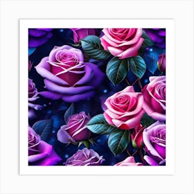 Purple Roses Wallpaper Art Print