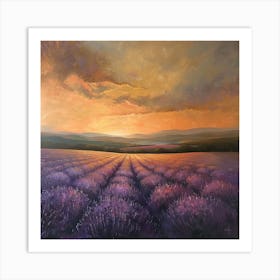 Sunset Over Lavender Fields 2 Art Print