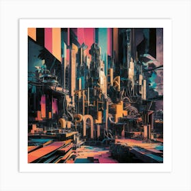 Digital Cityscape Art Print