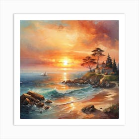 Beautiful landscape of sunset on the sea  Art Print