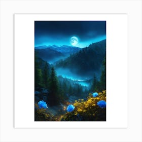 Moonlight In The Mountains 3 Art Print