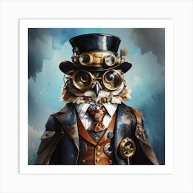 Dreamshaper V7 Steampunk Watercolor Owl Character Wearing A To 0 Art Print