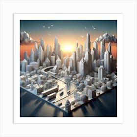 Origami city Art Print