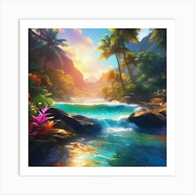 Tropical Landscape Painting Art Print