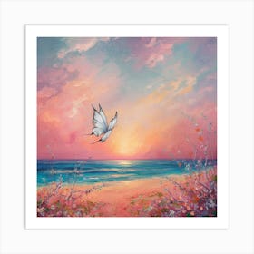 Butterfly On The Beach Art Print