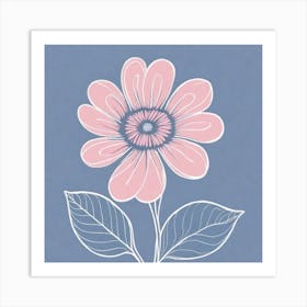 A White And Pink Flower In Minimalist Style Square Composition 693 Art Print