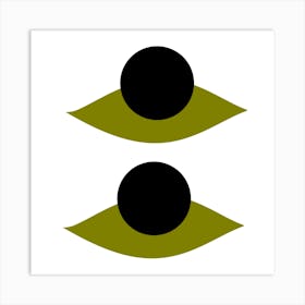Green Eyes With Black Dots Art Print