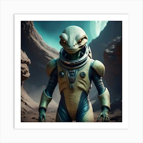 Journey of the Alien Lizard Art Print