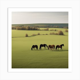 Horses Grazing In A Field 2 Art Print