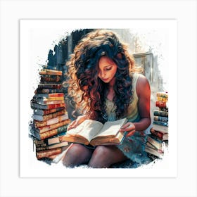 Girl Reading A Book 2 Art Print