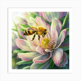 Bee On Flower Art Print