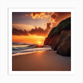 Sunset On The Beach 250 Art Print