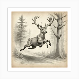 Deer In Flight Art Print