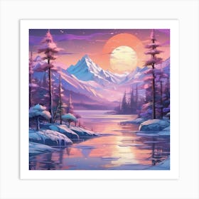 Winter Landscape soft expressions in the Spirit of Bob Ross Art Print