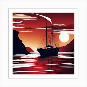 Sunset Sailboat 9 Art Print