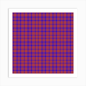 Pattern Plaid Geometric Red Blue Fabric Art Print