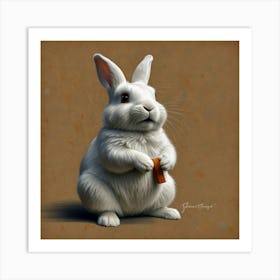 White Bunny Art Print