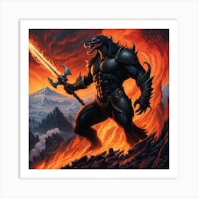Demon sword fire Art Print