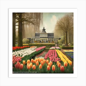 Keukenhof Gardens Netherlands Vintage Botanical (8) 1 Art Print