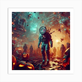 Cyborg Halloween Getogether Art Print