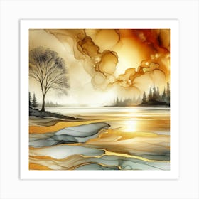 Sunset On The Lake 2 Art Print