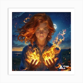 BOY With Fire In Her Hands Art Print