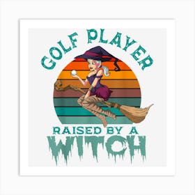 Halloween Golf Player Witch Golfer Sport Retro Vintage Art Print