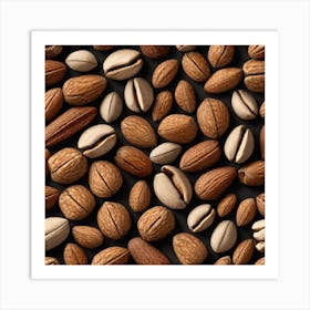 Almonds On Black Background 5 Art Print