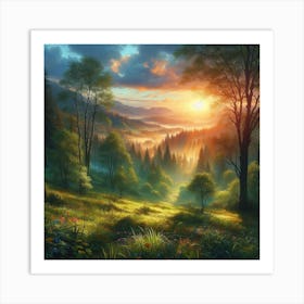 Sunset In The Forest 1 Art Print