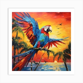 Parrot At Sunset Art Print