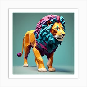 Low Poly Lion Art Print