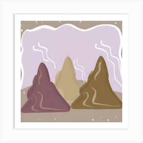 Three Mountains In The Desert Art Print