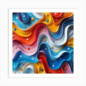 Abstract Colorful Paper Wavy Background 2 Art Print