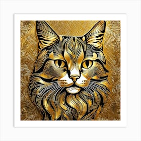 Gold Cat 2 Art Print