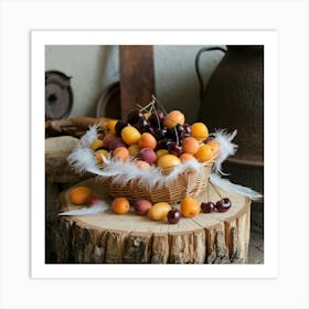 Basket Of Plums Art Print