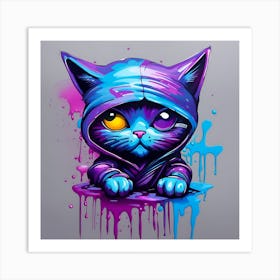 Purple Cat With Blue Eyes 7 Art Print